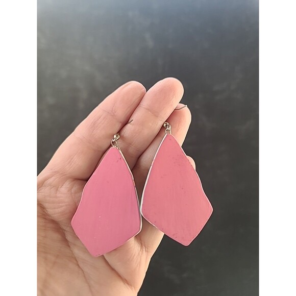 Bohemian Wooden Handpainted Dangling Earrings Vintage Costume Jewelry NOS - Picture 7 of 10